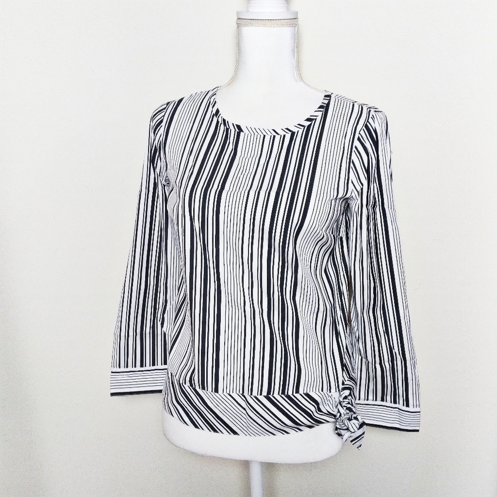Talbots Side Tie Striped Blouse Small Petite
